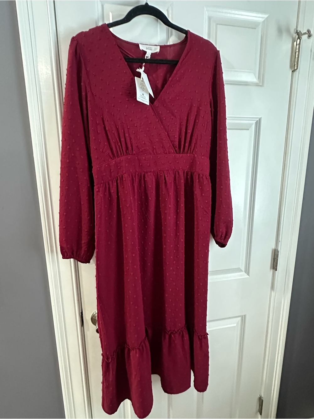 Lucky Brand Dusty Burgundy Long Sleeve Midi Dress
